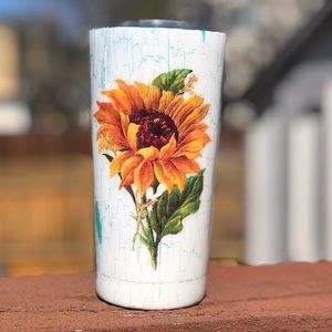 Custom crackle sunflower tumbler with name